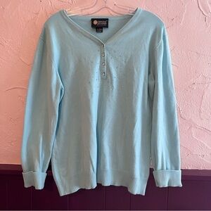Christine Alexander Light Blue Embellished Sweater Size XL